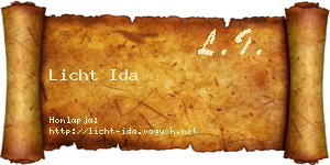Licht Ida névjegykártya